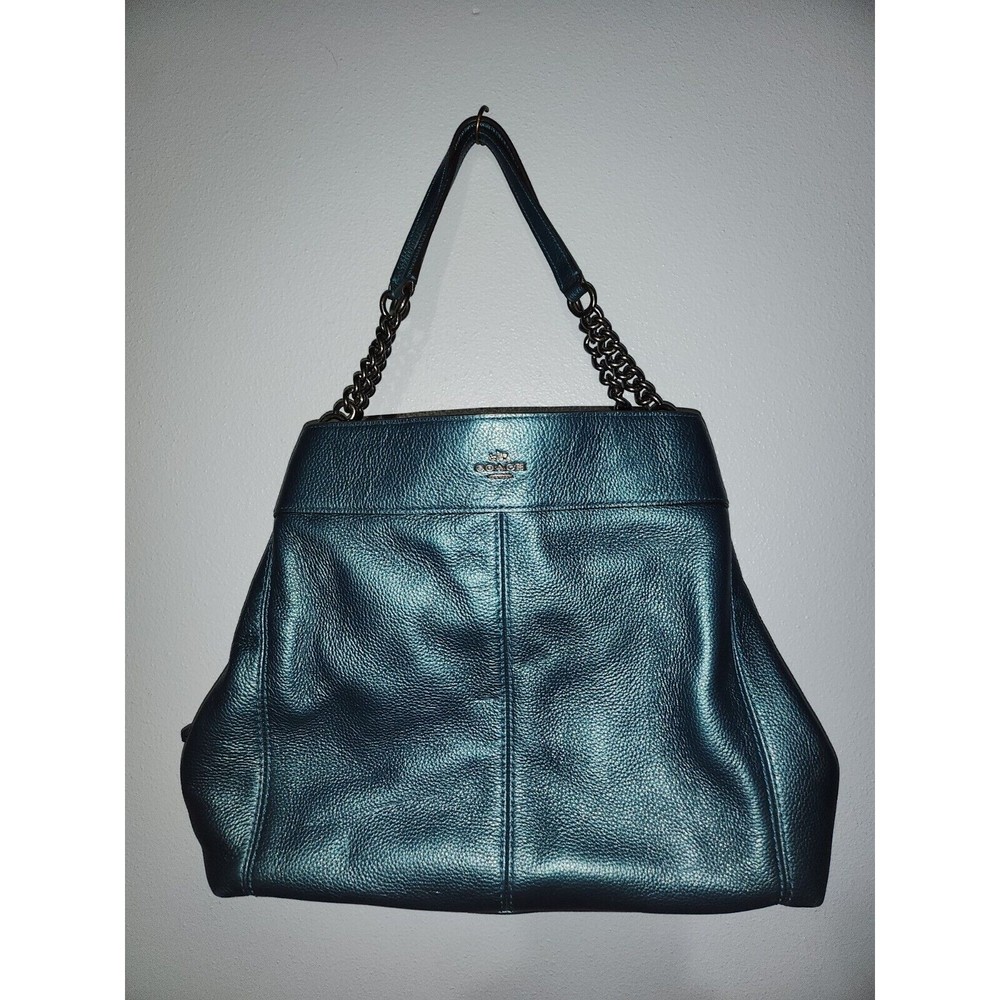 Coach Lexy Metallic Peacock Colored Chain Shoulder Bag- Barely Used